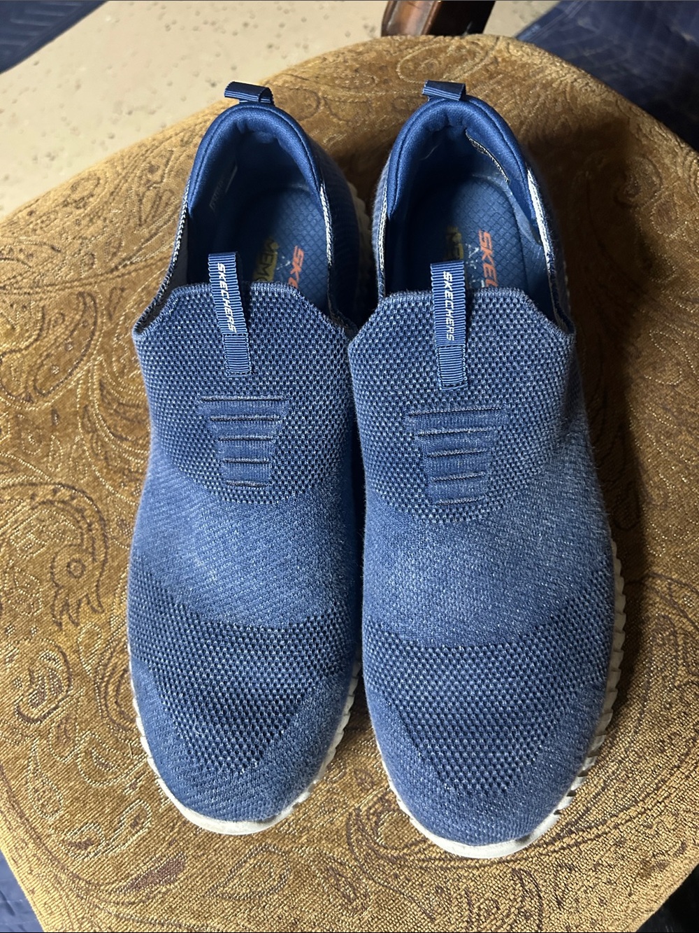 Skechers Men's Navy Blue Slip-On Knit Loafers